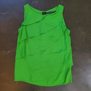 Zara green sleeveless top with flirty front layers, XS